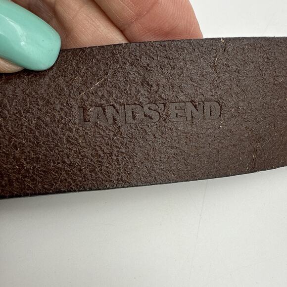 Lands’ End Mens Brown Leather 1.3/8” Wide Belt Size 36 Brass Tone Buckle - Picture 12 of 14